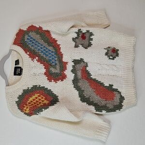 Vintage Needles & Yarn Chunky Knit Sweater Medium Multicolor Paisley Pattern